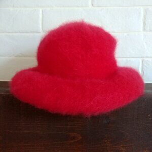 Vintage Parkhurst made in Canada 75% angora red tam hat cap lambswool wool blend